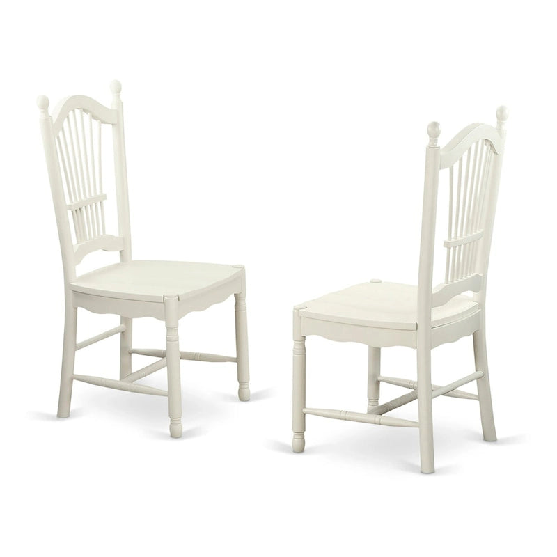 East West Furniture – Ensemble de salle à manger 5 pièces pour 4 personnes, comprenant une table de salle à manger ronde et 4 chaises de cuisine, blanc lin.