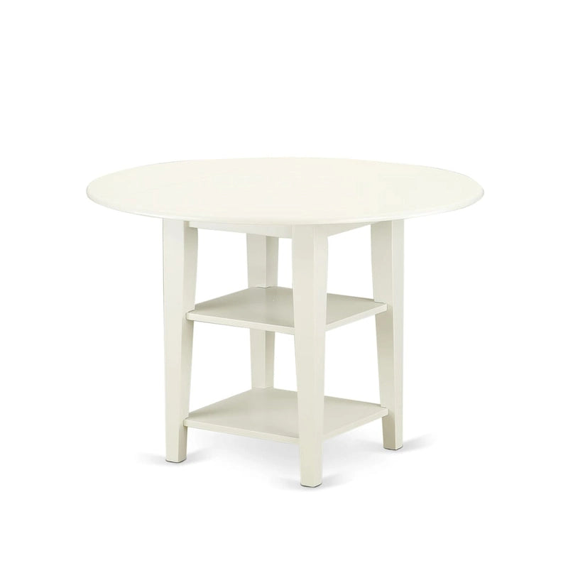 Ensemble de salle à manger East West Furniture comprenant une table à manger ronde et des chaises, blanc lin (options de pièces)