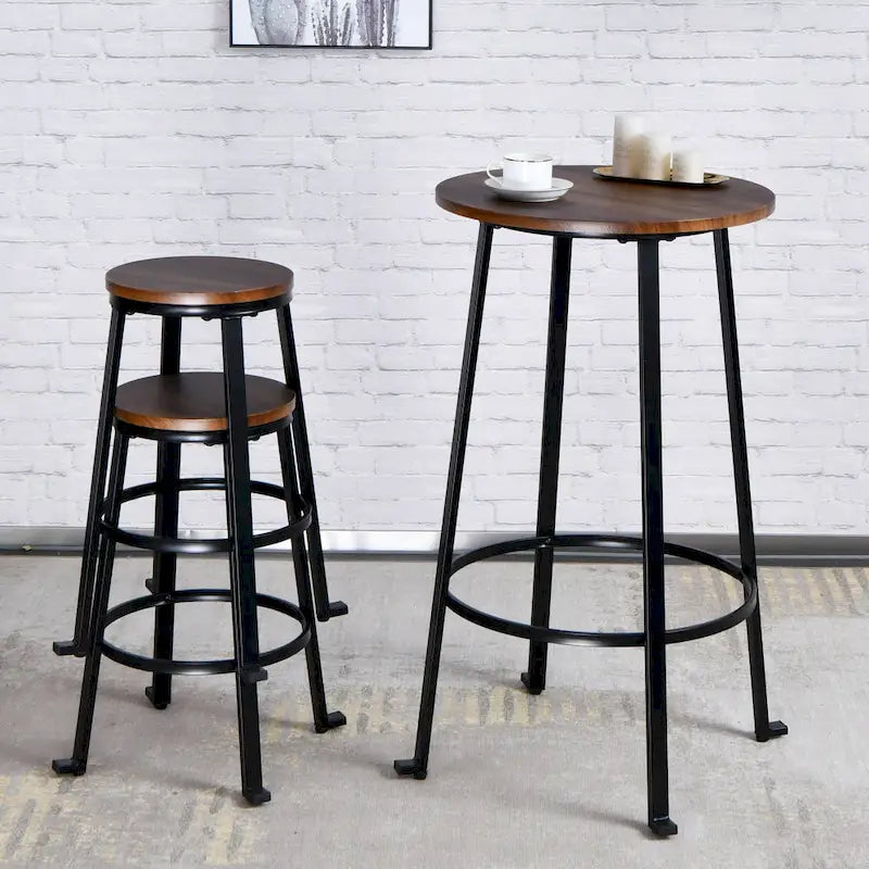 Ensemble de table de bar bistro 3 pièces moderne industriel en métal
