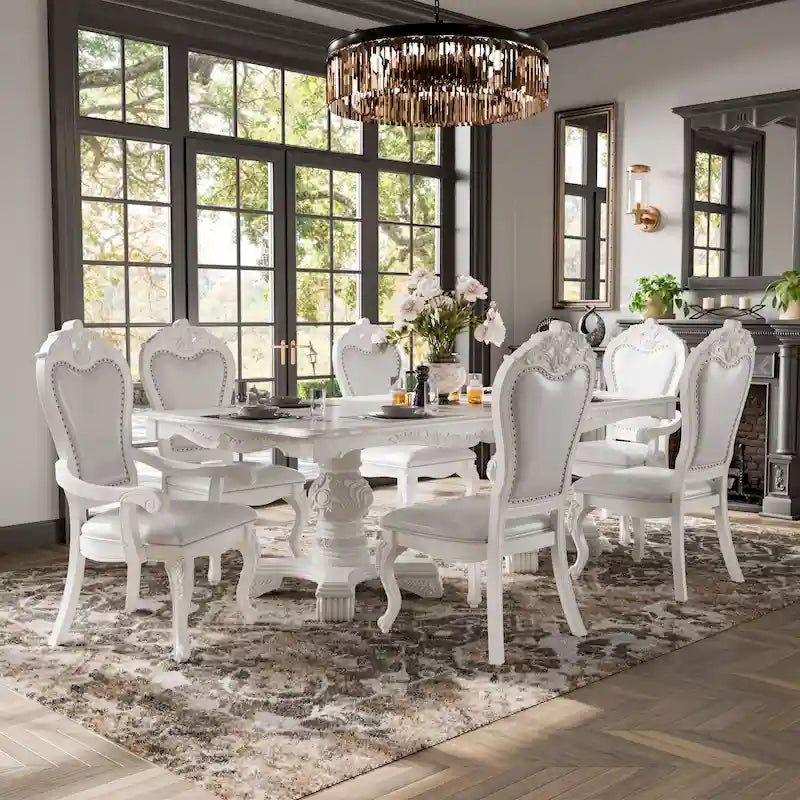 Ensemble de salle à manger 7 pièces extensible en bois massif traditionnel Eugene de Furniture of America