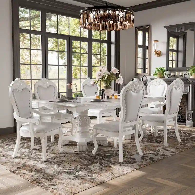 Ensemble de salle à manger 7 pièces extensible en bois massif traditionnel Eugene de Furniture of America