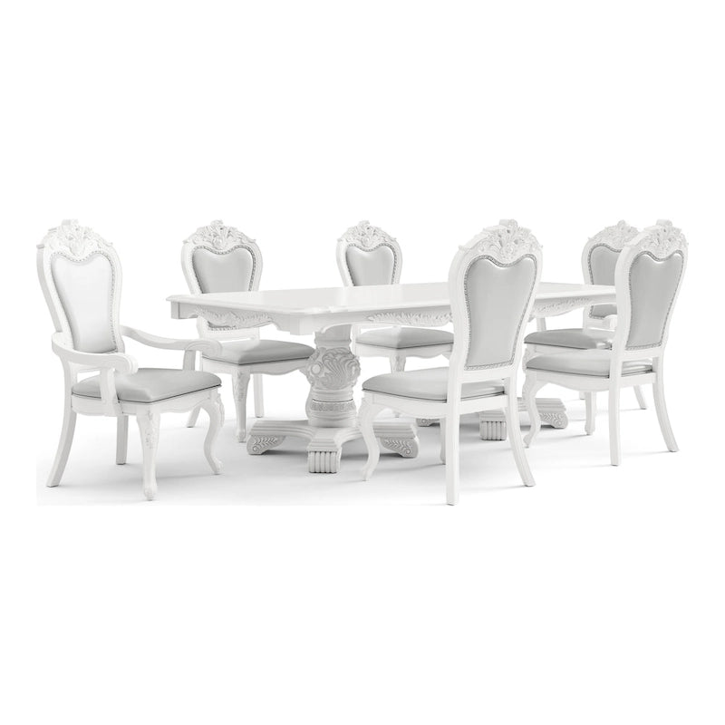 Ensemble de salle à manger 7 pièces extensible en bois massif traditionnel Eugene de Furniture of America