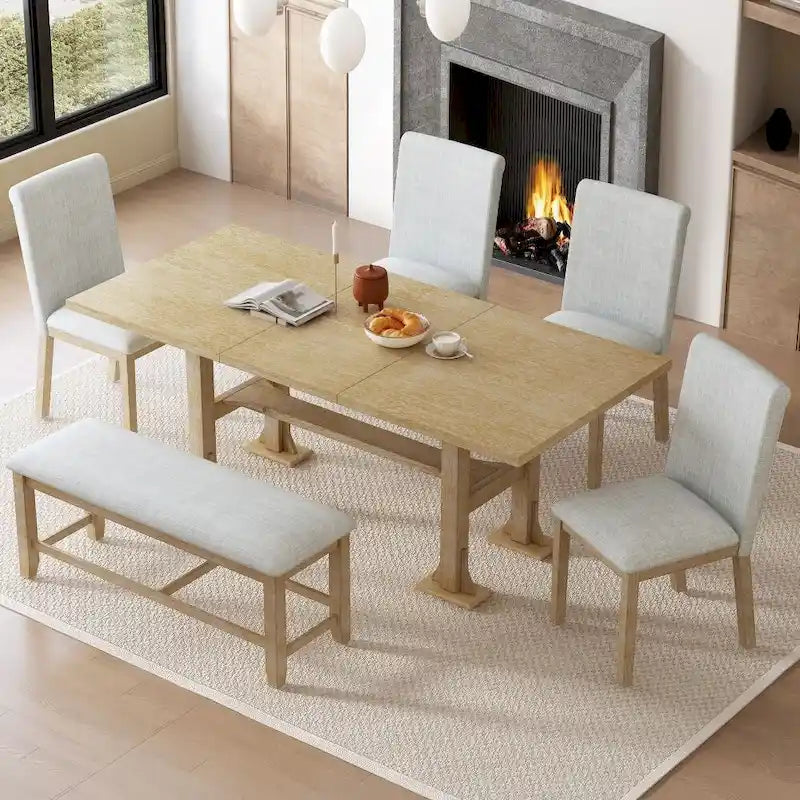 Ensemble de salle à manger 6 pièces avec table extensible