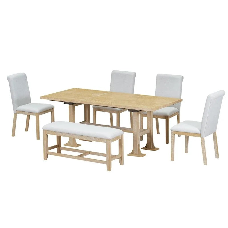 Ensemble de salle à manger 6 pièces avec table extensible