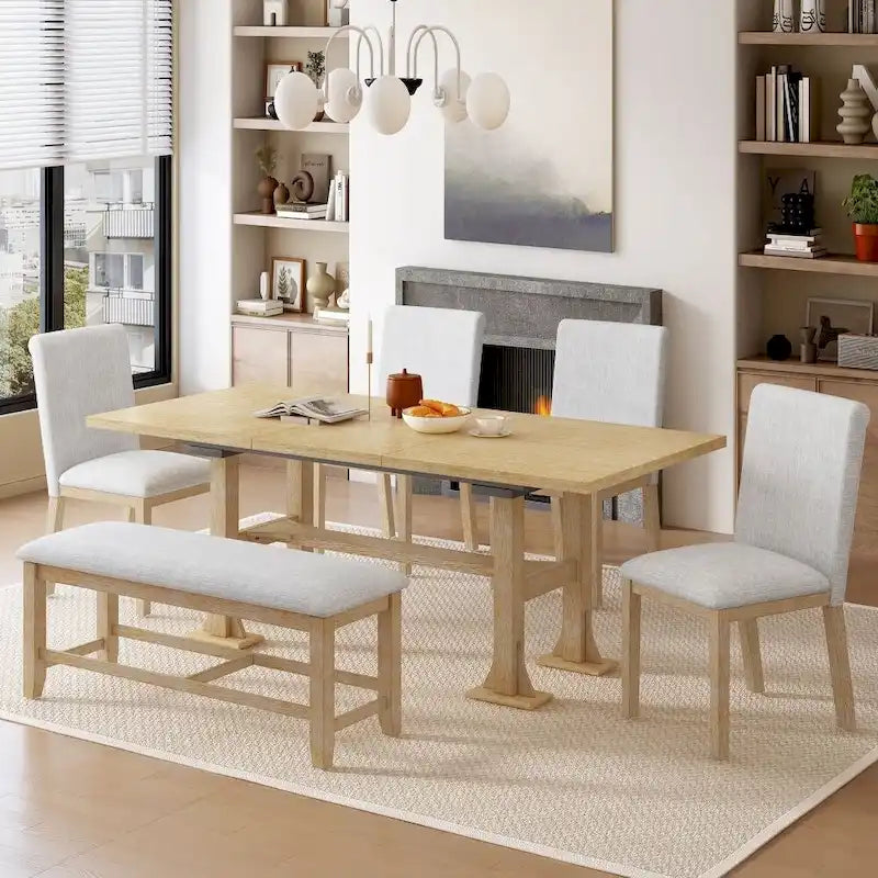 Ensemble de salle à manger 6 pièces avec table extensible