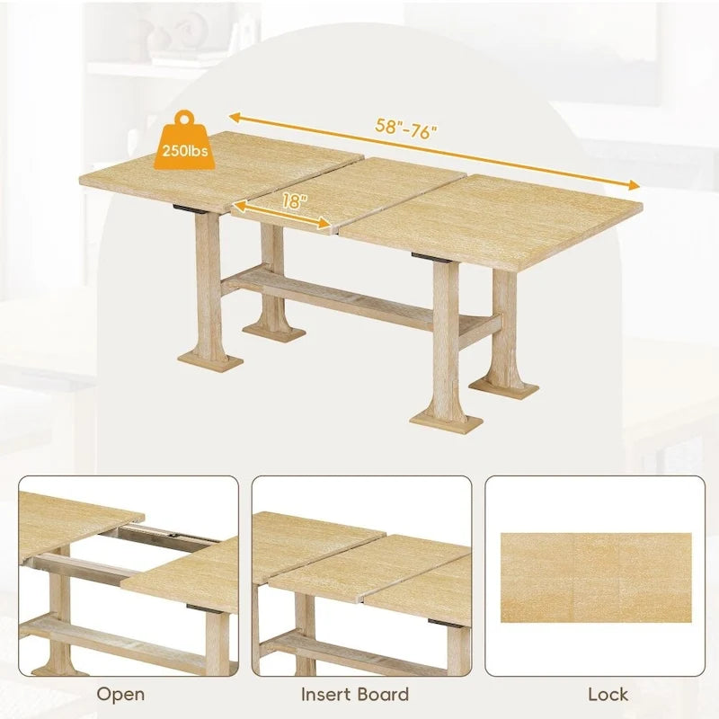 Ensemble de salle à manger 6 pièces avec table extensible