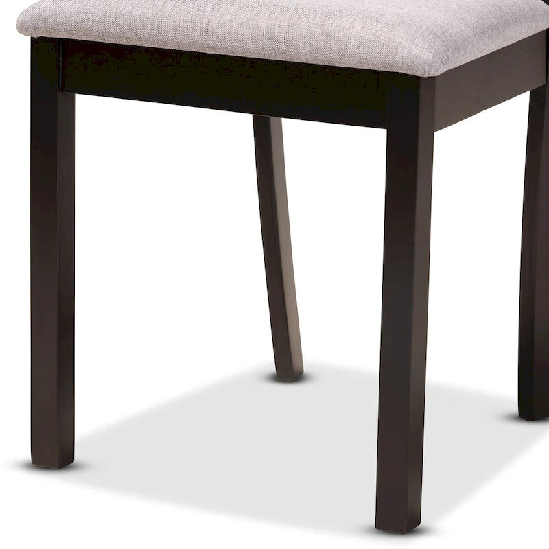 Ensemble de salle à manger 5 pièces transitionnel moderne en bois Derya - Gris/Marron foncé