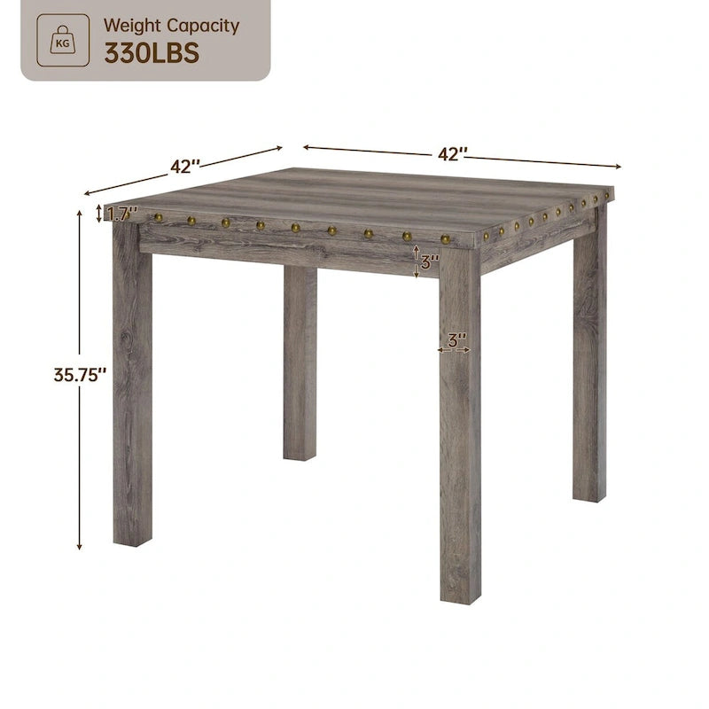 Ensemble de 5 pièces Morden Fort, style ferme, avec table de bar carrée et 4 tabourets de bar rembourrés, pour salle à manger.