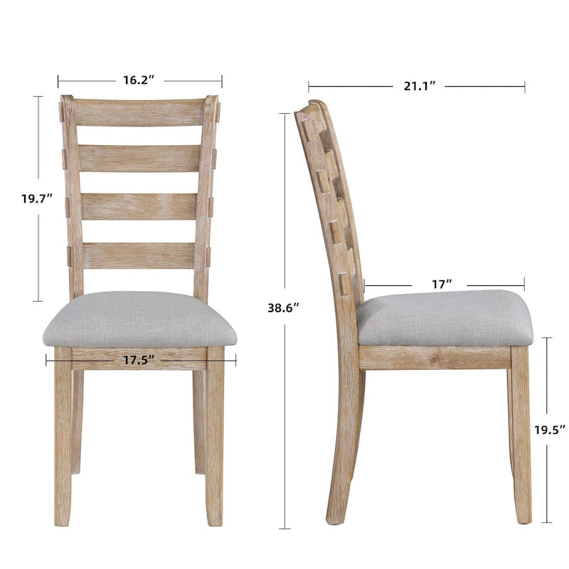 Ensemble de salle à manger minimaliste 6 pièces en chêne de 60" (1 table de salle à manger + 4 chaises rembourrées + 1 banc)