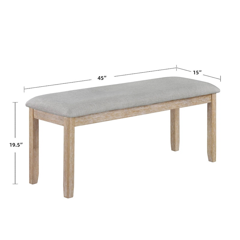 Ensemble de salle à manger minimaliste 6 pièces en chêne de 60" (1 table de salle à manger + 4 chaises rembourrées + 1 banc)