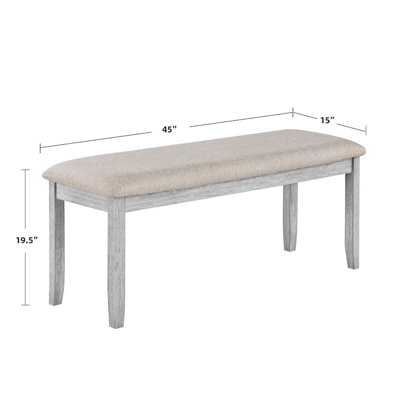 Ensemble de salle à manger minimaliste 6 pièces en chêne de 60" (1 table de salle à manger + 4 chaises rembourrées + 1 banc)