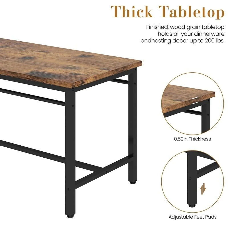 Ensemble de salle à manger moderne industriel 5 pièces, ensemble table et chaises rectangulaire, dinette, ensemble de salle à manger peu encombrant