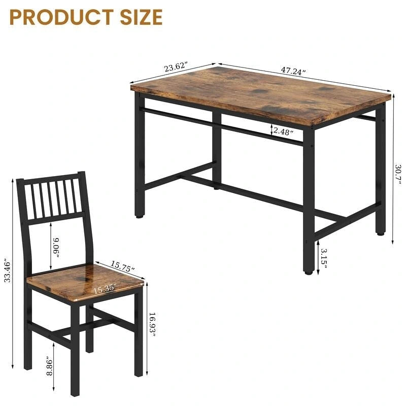 Ensemble de salle à manger moderne industriel 5 pièces, ensemble table et chaises rectangulaire, dinette, ensemble de salle à manger peu encombrant