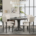 Ensemble de salle à manger 5 pièces avec table ronde, pieds de table incurvés de style tréteau et 4 chaises