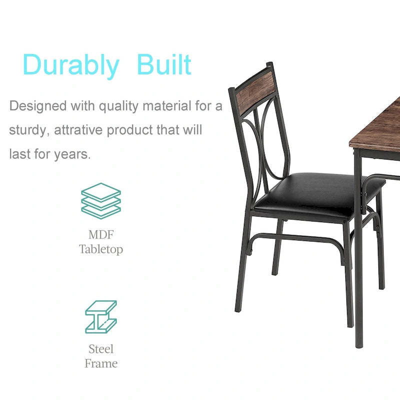 Javlergo Ensemble table de salle à manger 3 pièces, table et chaises de cuisine carrées en bois pour 2, marron rustique