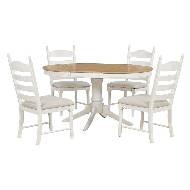 Ensemble de salle à manger 5 pièces Table ronde extensible et 4 chaises