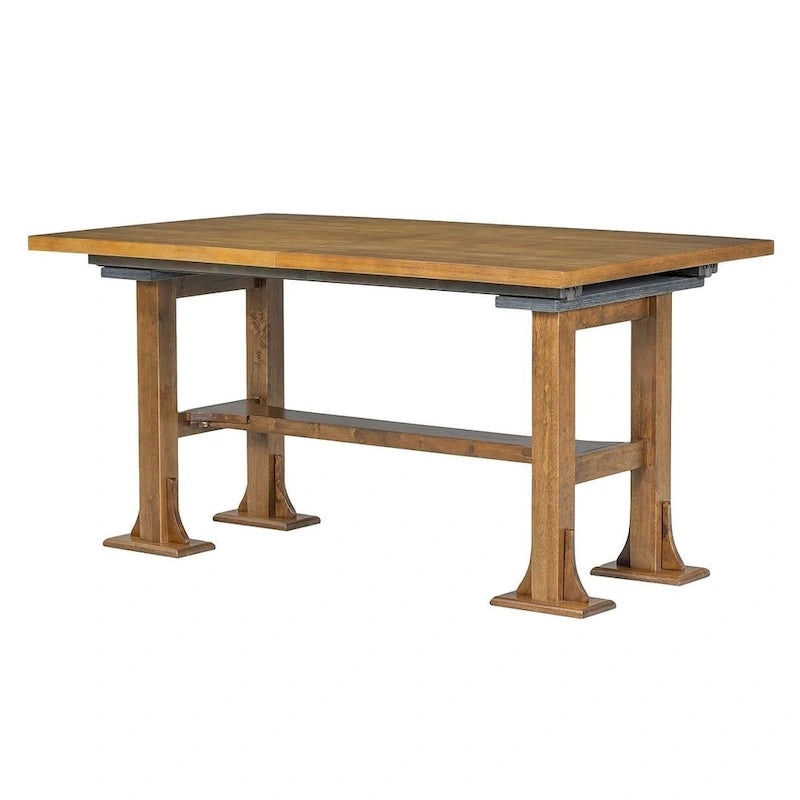 Ensemble de salle à manger 6 places avec table à rallonge 6 pièces style rustique avec base étagère