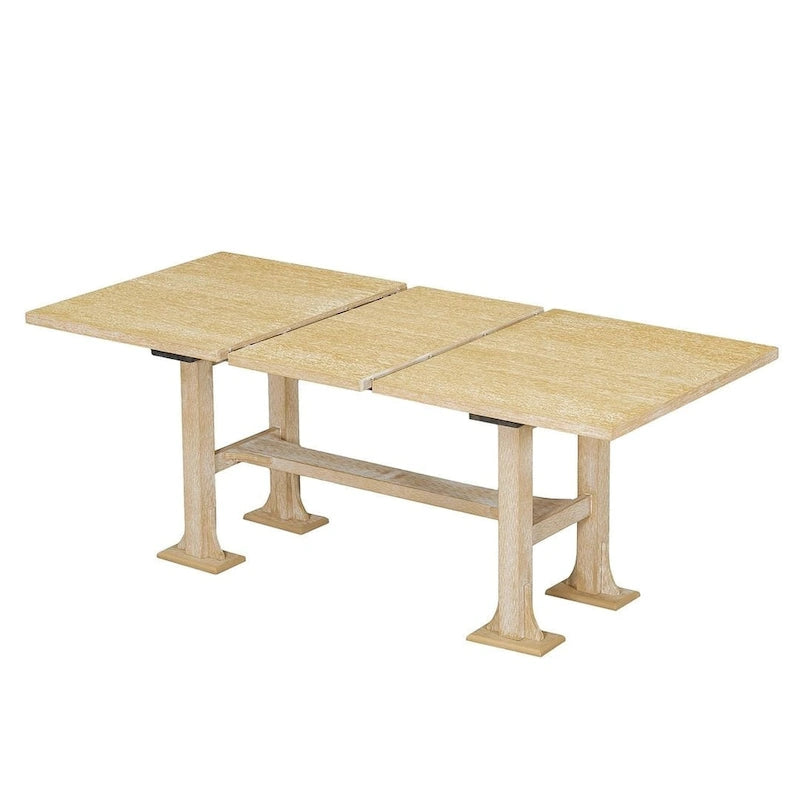 Ensemble de salle à manger 6 places avec table à rallonge 6 pièces style rustique avec base étagère