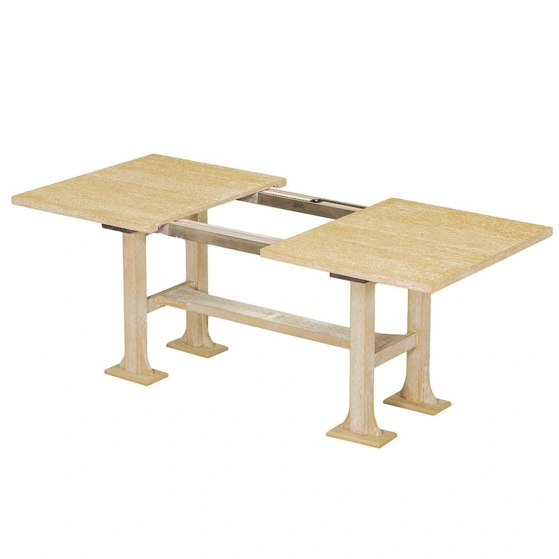 Ensemble de salle à manger 6 places avec table à rallonge 6 pièces style rustique avec base étagère