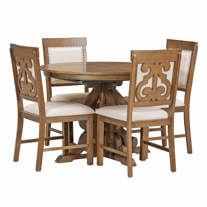 Ensemble de salle à manger fonctionnel rétro 5 pièces 1 table extensible