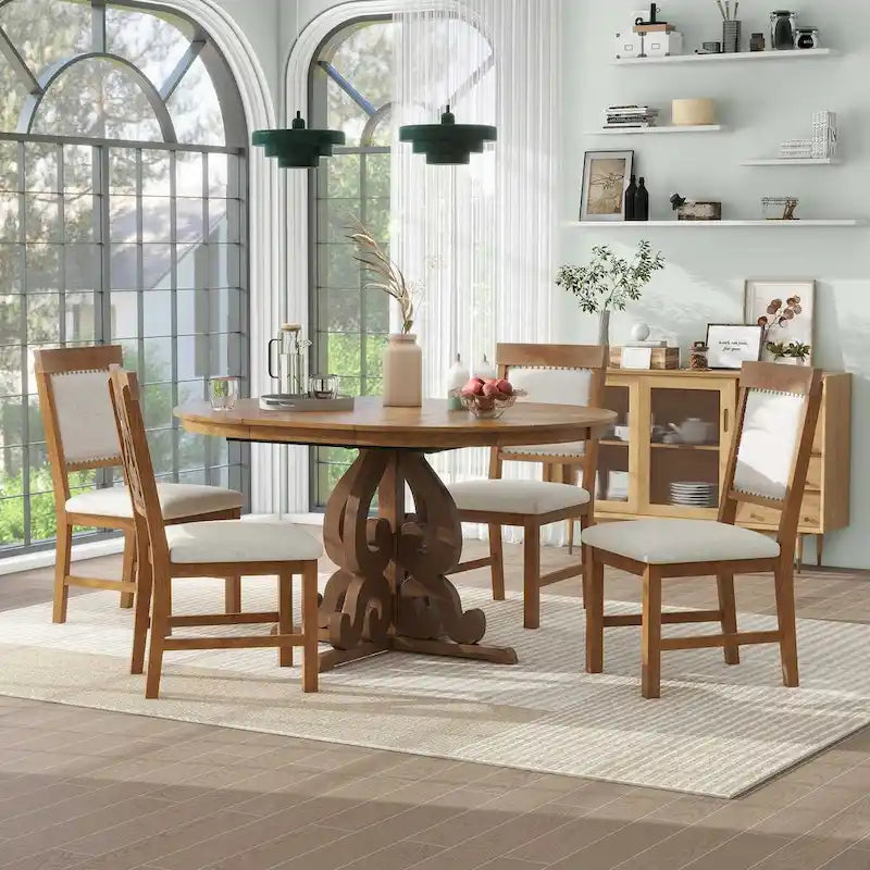 Ensemble de salle à manger fonctionnel rétro 5 pièces 1 table extensible