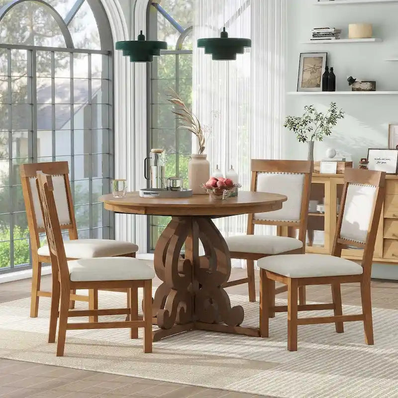 Ensemble de salle à manger fonctionnel rétro 5 pièces 1 table extensible
