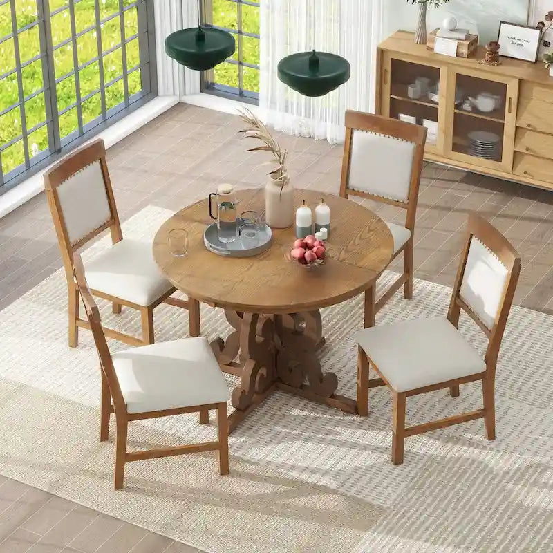 Ensemble de salle à manger fonctionnel rétro 5 pièces 1 table extensible