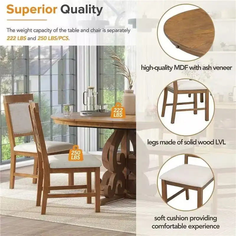 Ensemble de salle à manger fonctionnel rétro 5 pièces 1 table extensible