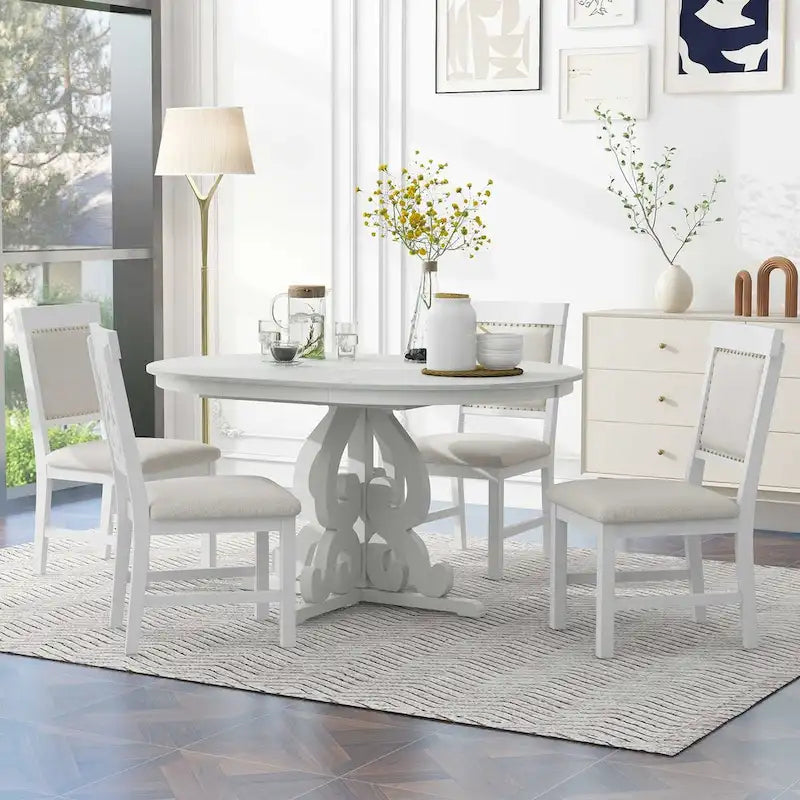 Ensemble de salle à manger fonctionnel rétro 5 pièces 1 table extensible