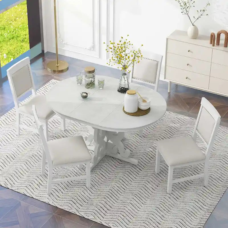 Ensemble de salle à manger fonctionnel rétro 5 pièces 1 table extensible
