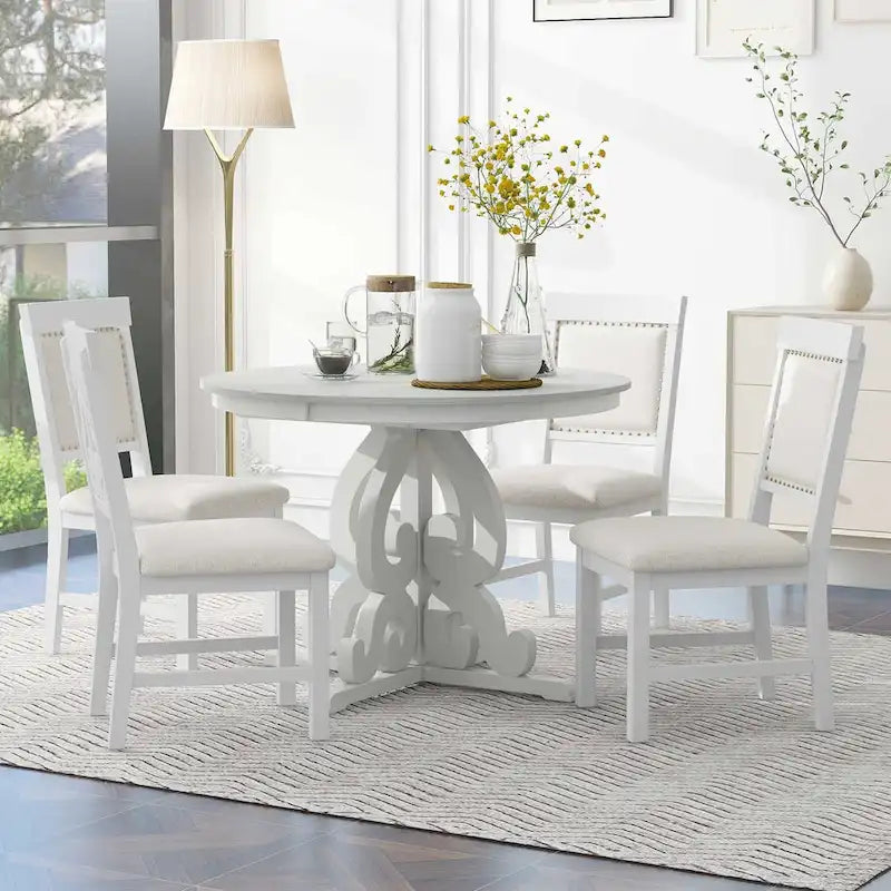 Ensemble de salle à manger fonctionnel rétro 5 pièces 1 table extensible