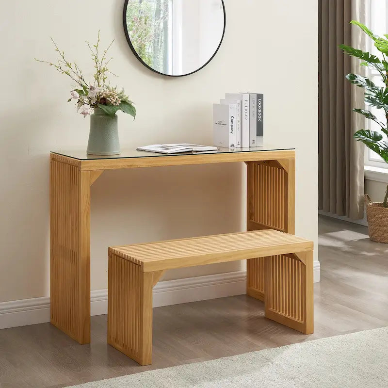 Ensemble table et 2 bancs de salle à manger