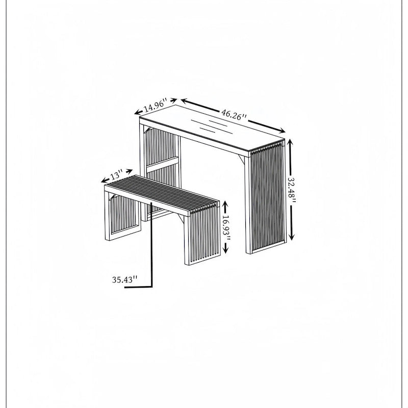 Ensemble table et 2 bancs de salle à manger