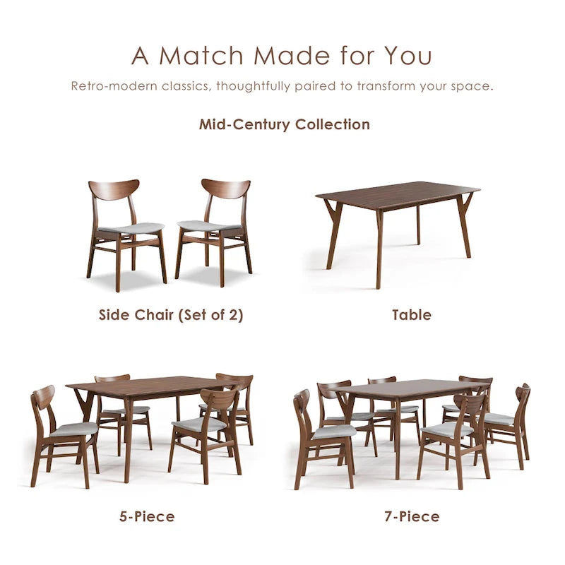 Ensemble de salle à manger 7 pièces en bois Beck Mid-century de Furniture of America