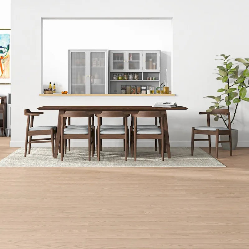 Ensemble de salle à manger confortable 9 pièces en bois massif Avondale Mid-Century Modern