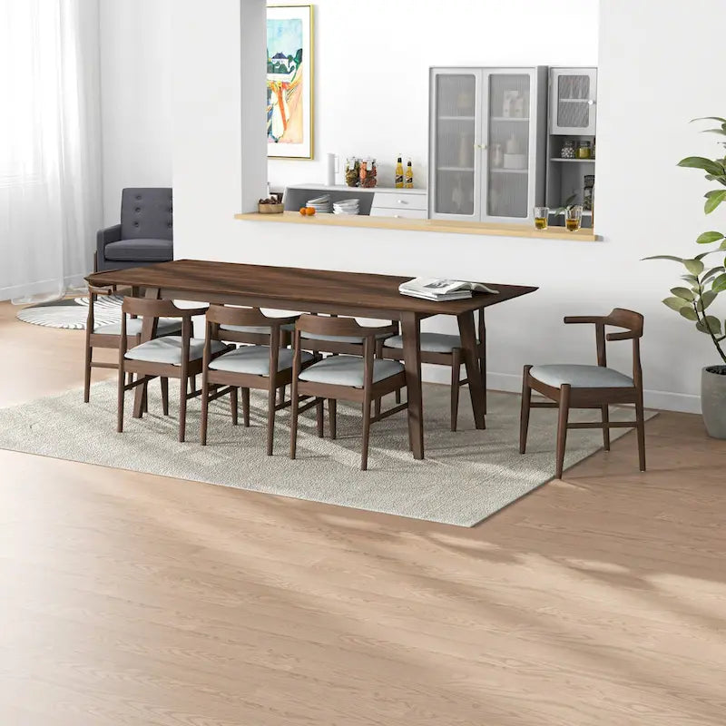 Ensemble de salle à manger confortable 9 pièces en bois massif Avondale Mid-Century Modern