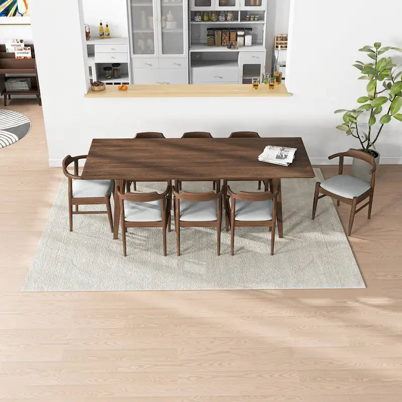 Ensemble de salle à manger confortable 9 pièces en bois massif Avondale Mid-Century Modern