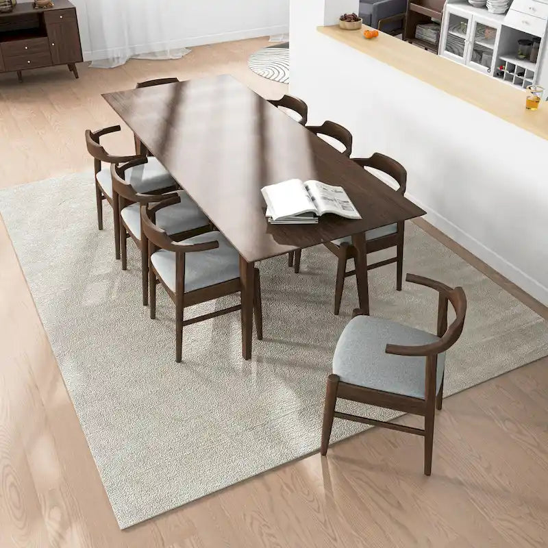 Ensemble de salle à manger confortable 9 pièces en bois massif Avondale Mid-Century Modern