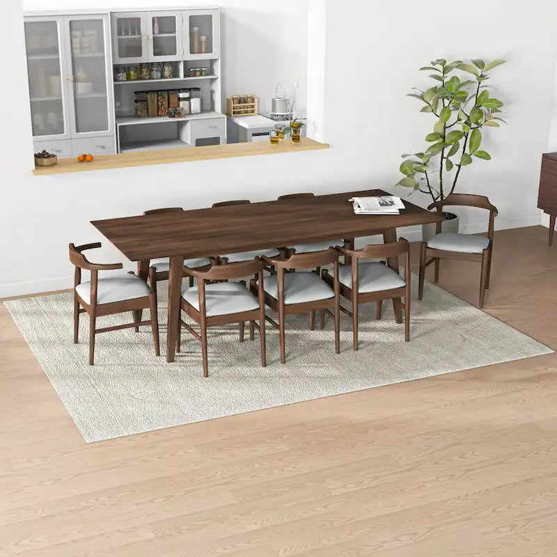 Ensemble de salle à manger confortable 9 pièces en bois massif Avondale Mid-Century Modern