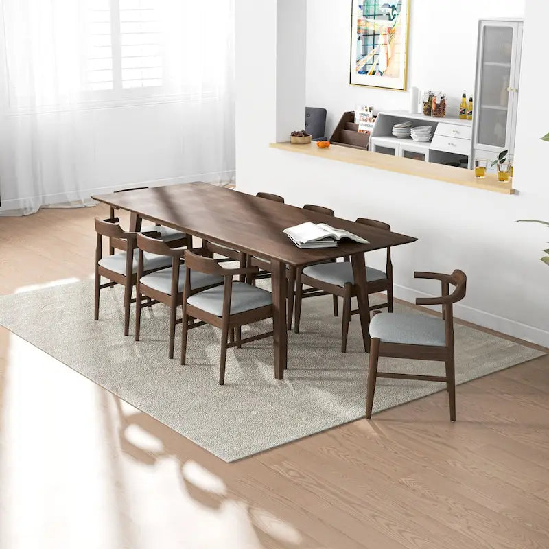 Ensemble de salle à manger confortable 9 pièces en bois massif Avondale Mid-Century Modern