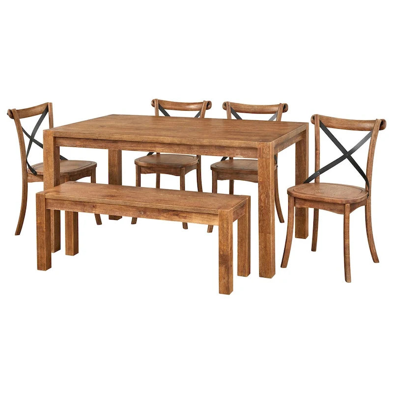 Ensemble de salle à manger 6 pièces Simple Living Dominique avec banc