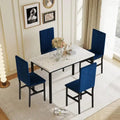 Ensemble de salle à manger 5 pièces moderne en faux marbre pour 4 personnes avec chaises en cuir PU, dinette pour petits espaces, coin petit-déjeuner