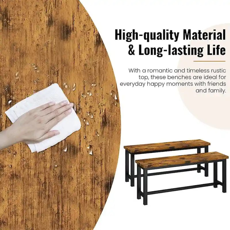 Ensemble table à manger de ferme avec 2 bancs, ensemble de 3 pièces