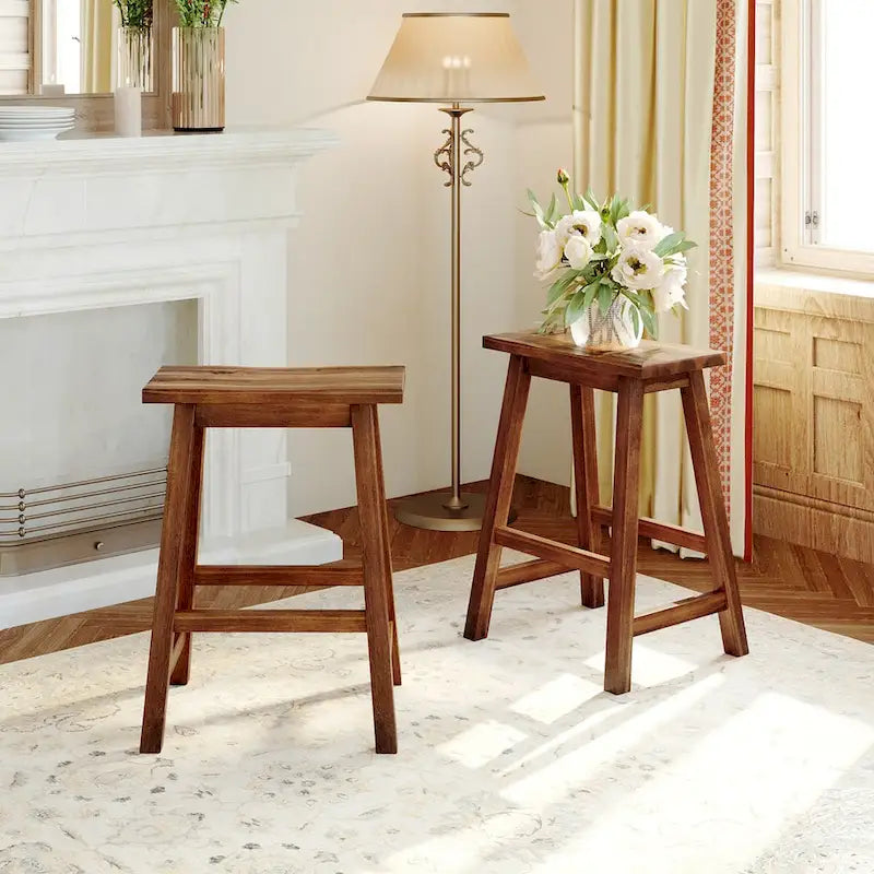 Ensemble îlot de cuisine 3 pièces 45" avec 2 sièges, ensemble de table à manger bloc de boucher en bois d'hévéa, ensemble de table de préparation avec 2 étagères ouvertes