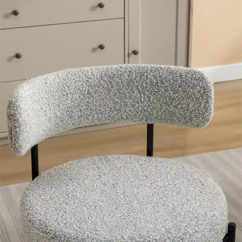 Ensemble de salle à manger rond 5 pièces Roundhill Durban, table de salle à manger tréteau avec 4 chaises en bouclé