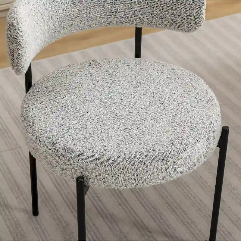 Ensemble de salle à manger rond 5 pièces Roundhill Durban, table de salle à manger tréteau avec 4 chaises en bouclé