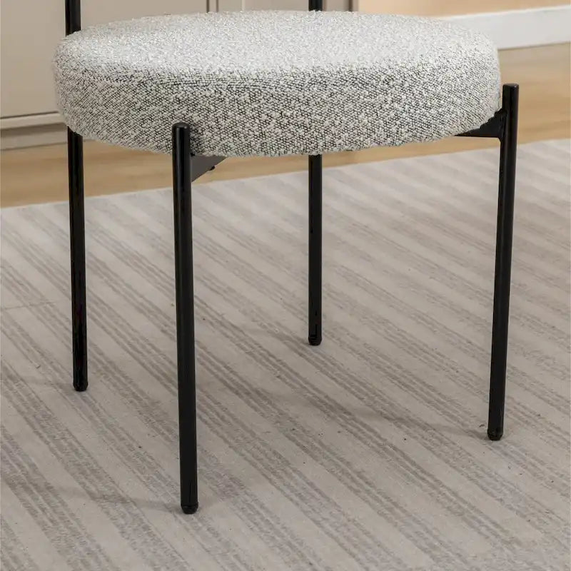Ensemble de salle à manger rond 5 pièces Roundhill Durban, table de salle à manger tréteau avec 4 chaises en bouclé