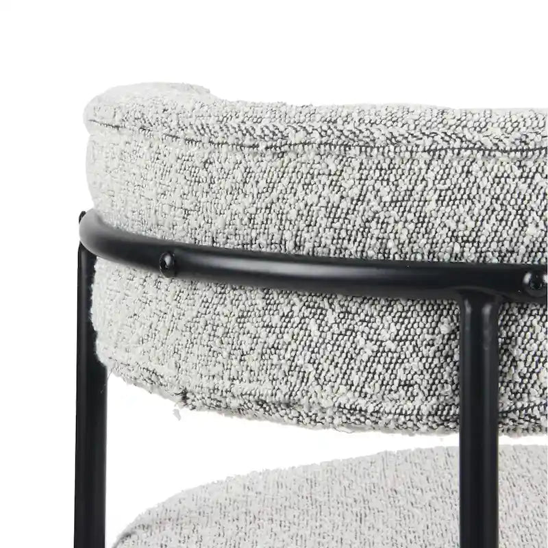 Ensemble de salle à manger rond 5 pièces Roundhill Durban, table de salle à manger tréteau avec 4 chaises en bouclé