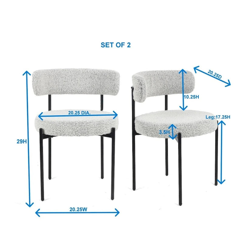 Ensemble de salle à manger rond 5 pièces, table de salle à manger à tréteaux avec 4 chaises en tissu bouclé