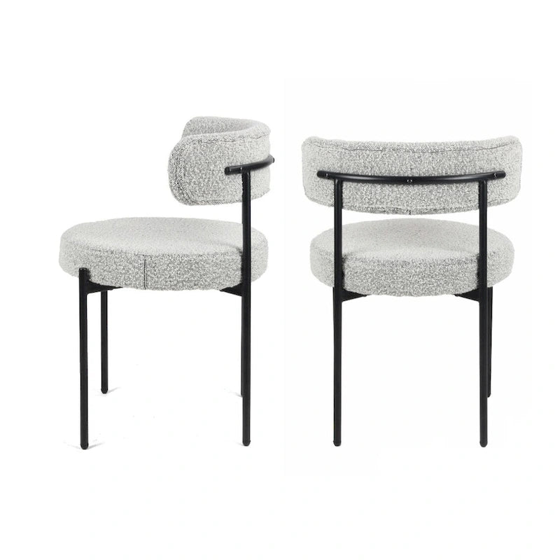 Ensemble de salle à manger rond 5 pièces, table de salle à manger à tréteaux avec 4 chaises en tissu bouclé
